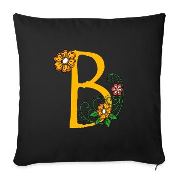 blume30 b - Sofakissenbezug 45 x 45 cm - Schwarz - Vorne