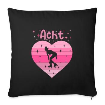Herz Liebe Sport Rollschuh Mädchen 8. Geburtstag - Sofakissenbezug 45 x 45 cm - Schwarz - Vorne