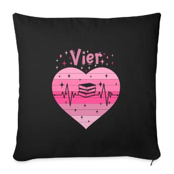 4. Geburtstag Lesen Bücher Buch Mädchen Tochter - Sofakissenbezug 45 x 45 cm - Schwarz - Vorne