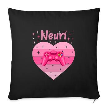 Mädchen Tochter 9. Geburstag Gaming Controller - Sofakissenbezug 45 x 45 cm - Schwarz - Vorne