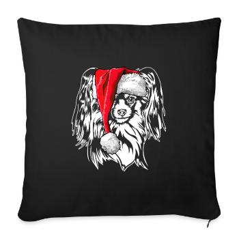 Santa Papillon Christmas St. Nicholas Dogs Wilsigns - Sofa pillowcase 17,3'' x 17,3'' (45 x 45 cm) - black - Front