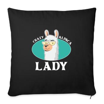 Crazy Alpaca Lady Alpacas - Sofa pillowcase 17,3'' x 17,3'' (45 x 45 cm) - black - Front