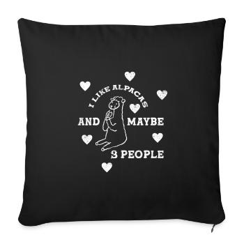 J’aime les alpagas et les lamas d’alpaga 3 personnes - Housse de coussin décorative 45 x 45 cm - noir - Devant