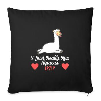 J’aime les alpagas ok? Alpaga - Housse de coussin décorative 45 x 45 cm - noir - Devant