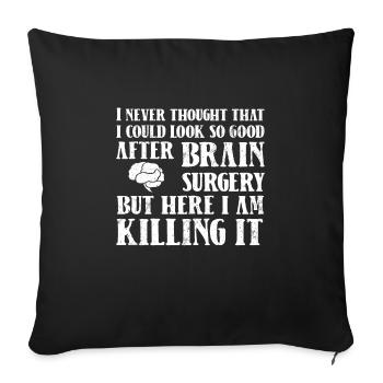 Brain surgery survives brain surgery brain - Sofa pillowcase 17,3'' x 17,3'' (45 x 45 cm) - black - Front