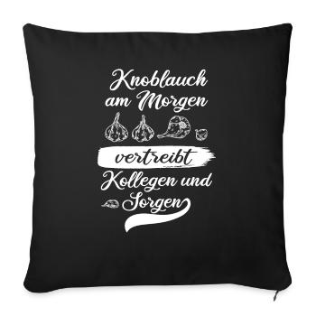 Knoblauch Knobi Zwiebel stinken Kollegen Geschenk - Sofakissenbezug 45 x 45 cm - Schwarz - Vorne