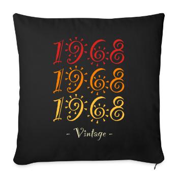 1968 vintage - Sofa pillowcase 17,3'' x 17,3'' (45 x 45 cm) - black - Front