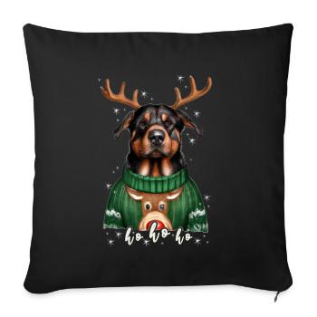 Weihnachtshund Rottweiler - Sofakissenbezug 45 x 45 cm - Schwarz - Vorne