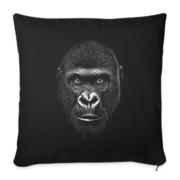 Gorille Portrait Faune Faune Jungle Singe - Housse de coussin décorative 45 x 45 cm - noir - Devant