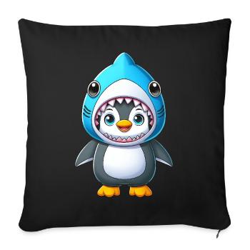 Drôle pingouin requin costume dessin animé carnaval - Housse de coussin décorative 45 x 45 cm - noir - Devant