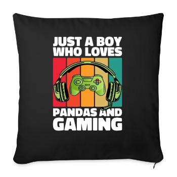 Gamer and Pandas: Video Games and Sweet Adventure - Sofa pillowcase 17,3'' x 17,3'' (45 x 45 cm) - black - Front