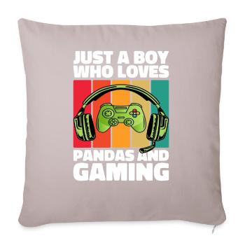 Gamer and Pandas: Video Games and Sweet Adventure - Sofa pillowcase 17,3'' x 17,3'' (45 x 45 cm) - light taupe - Front