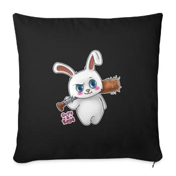 Bunny menace - Cute And Rude - Sofa pillowcase 17,3'' x 17,3'' (45 x 45 cm) - black - Front