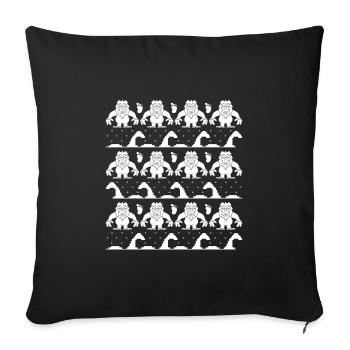 Yeti and Loch Ness Monster Ugly Christmas Sweater - Sofa pillowcase 17,3'' x 17,3'' (45 x 45 cm) - black - Front