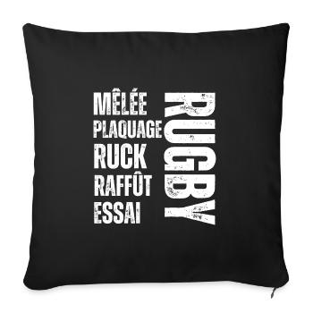 T-shirt humour rugby Cadeau joueur - Housse de coussin décorative 45 x 45 cm - noir - Devant