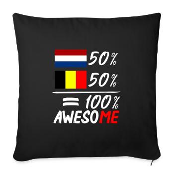 50% Netherlands 50% Belgium - Sofa pillowcase 17,3'' x 17,3'' (45 x 45 cm) - black - Front