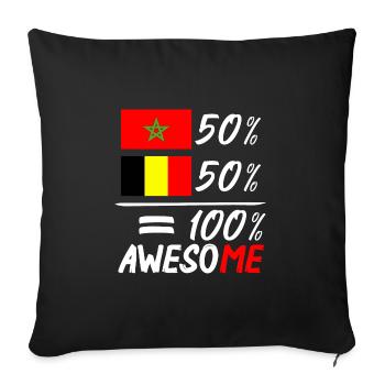 50%Maroc 50% Belgique - Housse de coussin décorative 45 x 45 cm - noir - Devant