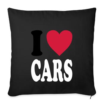 I love CARS - Sofa pillowcase 17,3'' x 17,3'' (45 x 45 cm) - black - Front