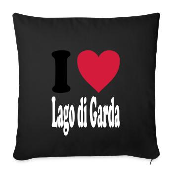 J'adore Lago di Garda (toutes les couleurs!) - Housse de coussin décorative 45 x 45 cm - noir - Devant