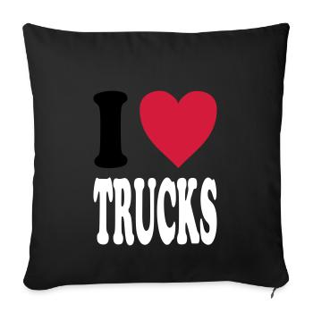 I love TRUCKS (colors selectable!) - Sofa pillowcase 17,3'' x 17,3'' (45 x 45 cm) - black - Front