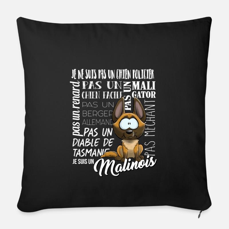 Je Suis Malinois - blanc FR - Housse de coussin décorative 45 x 45 cm - noir