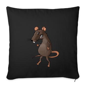 rat rat cheese kaese animal animals - Sofa pillowcase 17,3'' x 17,3'' (45 x 45 cm) - black - Front