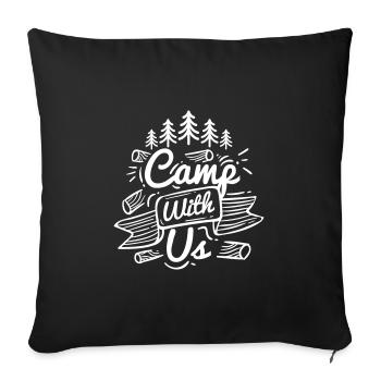 CAMPING CAMP FORÊT NATURE ARBRE DISANT MOTIF CADEAU - Housse de coussin décorative 45 x 45 cm - noir - Devant