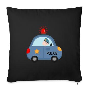 Police Police Commissioner Blue Lights - Sofa pillowcase 17,3'' x 17,3'' (45 x 45 cm) - black - Front