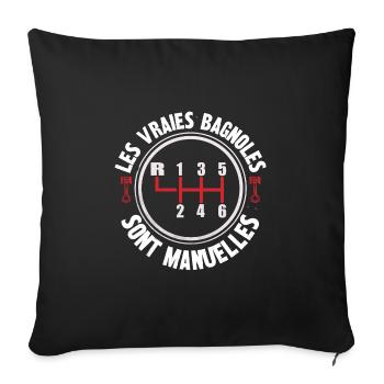 les vraies bagnoles sont manuelles - Housse de coussin décorative 45 x 45 cm - noir - Devant
