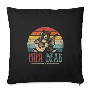 Papa bear guitar father husband gift parents - Sofa pillowcase 17,3'' x 17,3'' (45 x 45 cm) - black - Front