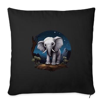 Elephant Africa Baby Elephant - Sofa pillowcase 17,3'' x 17,3'' (45 x 45 cm) - black - Front