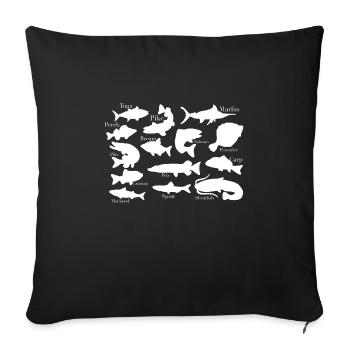 Pêche pêche pêche - Housse de coussin décorative 45 x 45 cm - noir - Devant