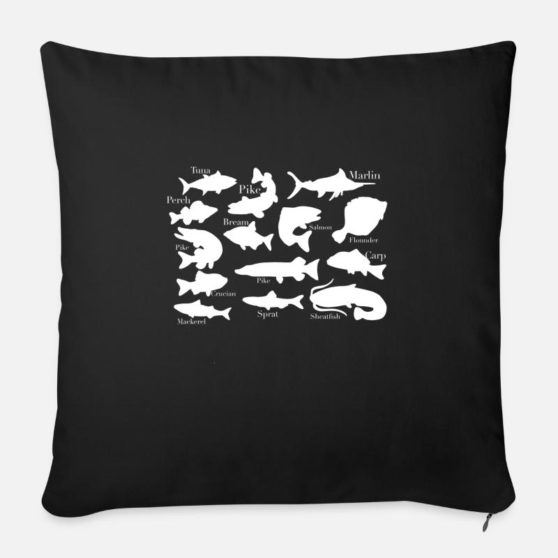 Angeln Fischen Fisch Fischer - Sofakissenbezug 45 x 45 cm - Schwarz