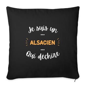 Je suis alsacien qui déchire - Housse de coussin décorative 45 x 45 cm - noir - Devant
