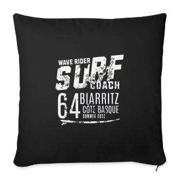 Surf coach wave rider Biarritz - Sofa pillowcase 17,3'' x 17,3'' (45 x 45 cm) - black - Front
