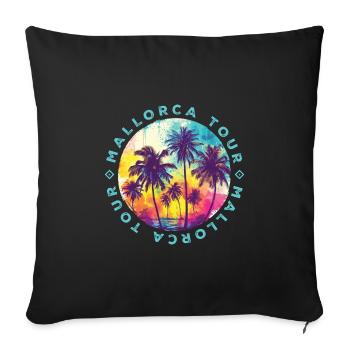 Visite des palmiers de Majorque - Housse de coussin décorative 45 x 45 cm - noir - Devant