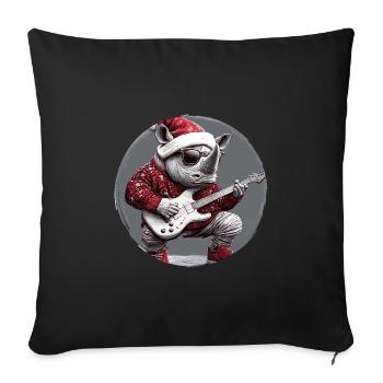 Rhino Christmas Rocker Guitar - Sofa pillowcase 17,3'' x 17,3'' (45 x 45 cm) - black - Front