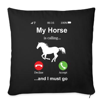 Cheval cavalier cavalier idée cadeau drôle - Housse de coussin décorative 45 x 45 cm - noir - Devant