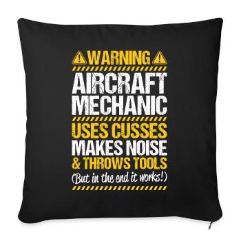 Mécanicien d’avions Aircraft Mechanic - Housse de coussin décorative 45 x 45 cm - noir - Devant