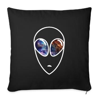 Alien looking in Space - Galaxie Augen - Sofakissenbezug 45 x 45 cm - Schwarz - Vorne