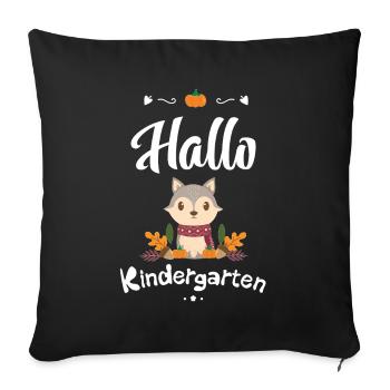 süßes Wolf Design mit Herbstmotiven - Sofakissenbezug 45 x 45 cm - Schwarz - Vorne