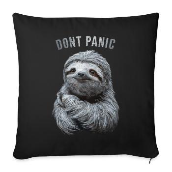 Dont Panic Faultier für Kinder - Sofakissenbezug 45 x 45 cm - Schwarz - Vorne