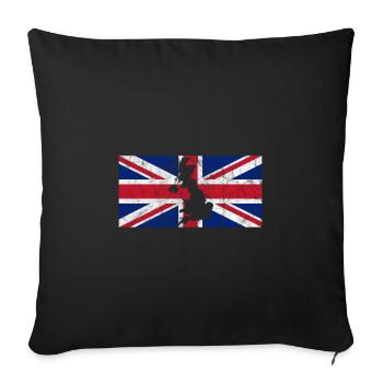 UK United Kingdom Flag Union Jack outline map - Sofa pillowcase 17,3'' x 17,3'' (45 x 45 cm) - black - Front