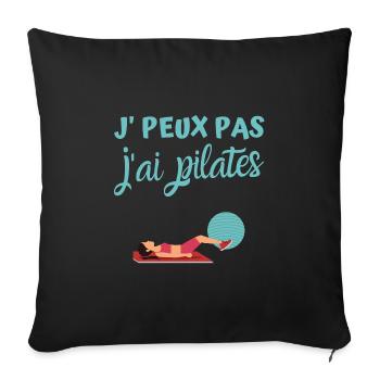 Je peux pas j'ai pilates humour - Housse de coussin décorative 45 x 45 cm - noir - Devant