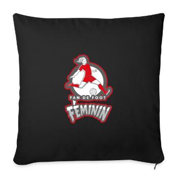 Female soccer fan football fan gift - Sofa pillowcase 17,3'' x 17,3'' (45 x 45 cm) - black - Front