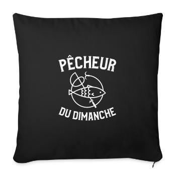 Pêcheur du dimanche | cadeau humour sur la pêche - Housse de coussin décorative 45 x 45 cm - noir - Devant