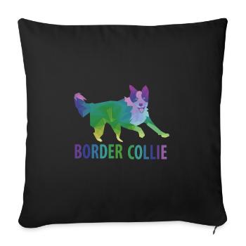 Cadeau Border Collie - Housse de coussin décorative 45 x 45 cm - noir - Devant