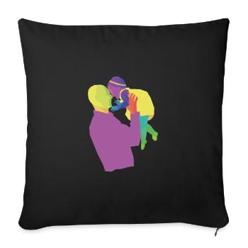 Father and daughter - Sofa pillowcase 17,3'' x 17,3'' (45 x 45 cm) - black - Front
