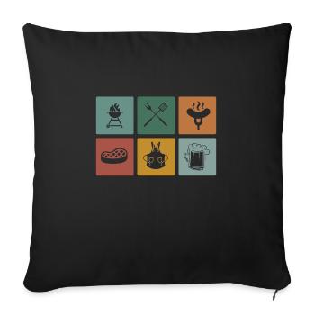 Barbecue humor grilled beer funny sausages - Sofa pillowcase 17,3'' x 17,3'' (45 x 45 cm) - black - Front