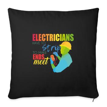 Électriciens - Housse de coussin décorative 45 x 45 cm - noir - Devant